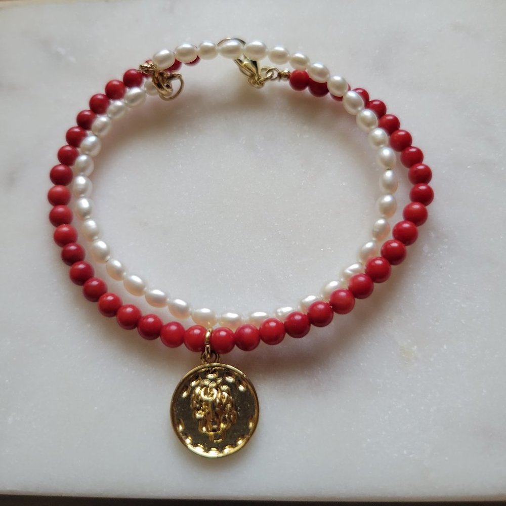 NEW Red Coral & Potato Natural Freshwater Pearls
